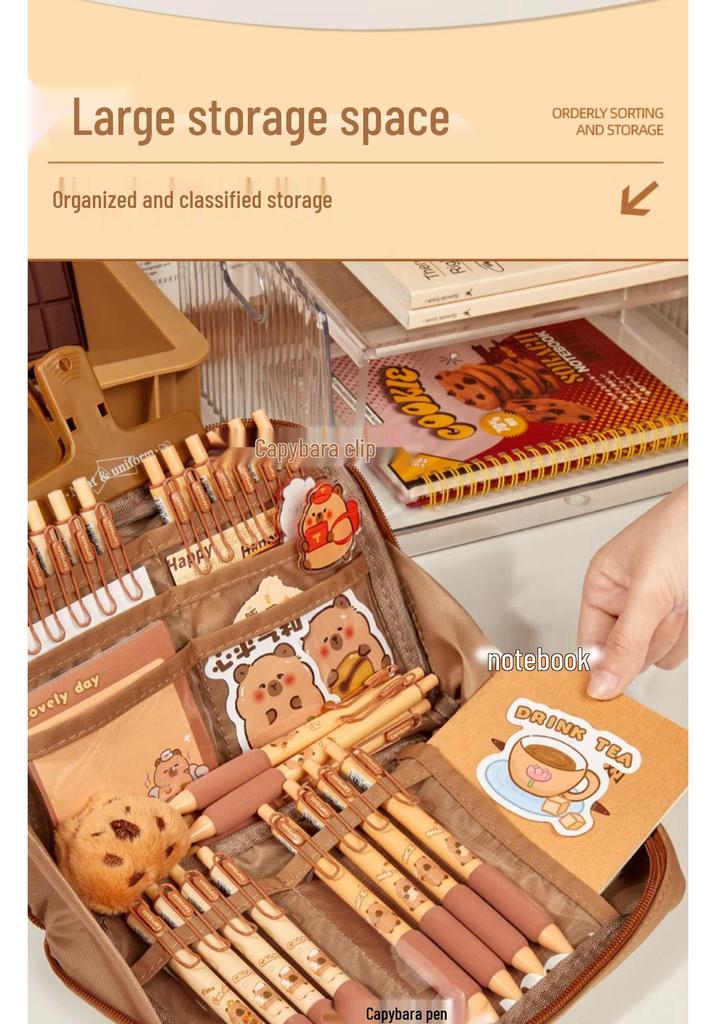 Astuccio Capibara a 12 Strati per Bambini - Borsa Portapenne di Grande Capacità per Ragazze e Ragazzi