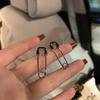 Old Y2K Aesthetic Silver Mixture Safety Pin Earrings Unisex Outsider Rock Dirt Jewelry For EMOTIONAL Fashion Enthusiasts