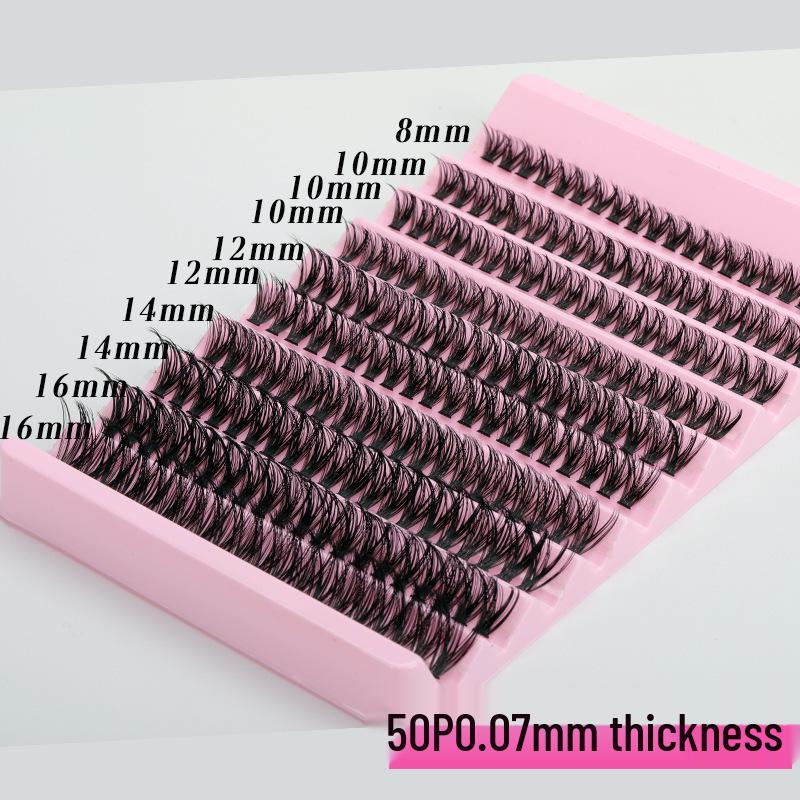 Cross-Border Fluffy False Eyelashes - 30P/50P/60P/80P, 0.07 Thickness, C Curl, Dense