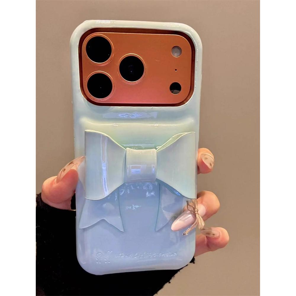 For iPhone 17 Pro Max INS Creative Glossy Soap Bow Phone Case For iPhone 16 15 13 14 12 Pro Max Candy Color Shockproof Cover