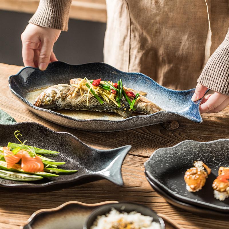 Kreative Keramik-Gedämpfte-Fisch-Platte - Große Gehackte-Pfeffer-Fischkopf-Platte für den Hausgebrauch