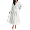 Women Elegant Solid Color High Waist Button Long Maxi Dress