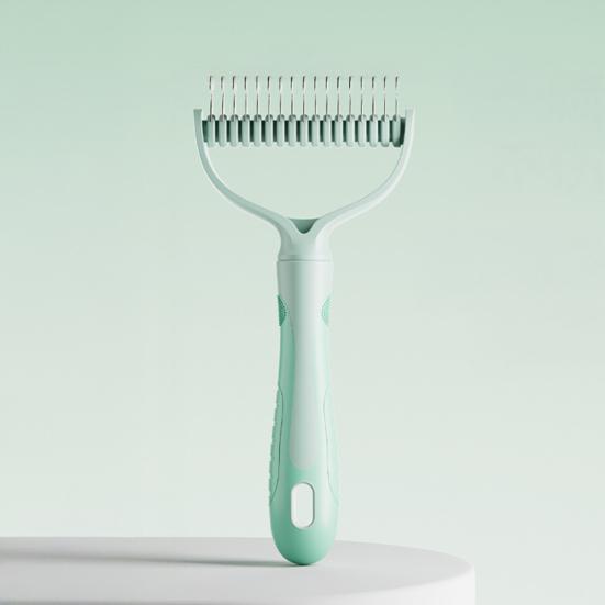 Pet Detangling Comb Double-Sided Metal Teeth Pet Dematting Tool Pet Grooming Comb Undercoat Rake for Long Hair Untangles Pet Hair Efficiently