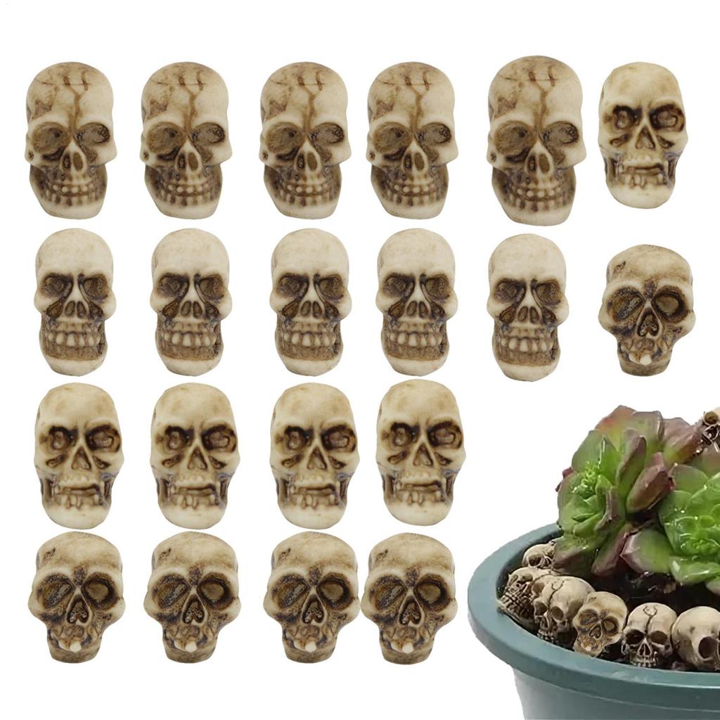 Resin Skulls Mini Skulls Figurine Miniature 20 Piece Skeleton Head Collectible Props Gothic Miniature For Desk Table Bookshelf