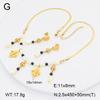 Stainless Steel Gold Flower Set Women 4pcs Necklace Earrings Bracelet Ring Cubic Zirconia Luxury Wedding Party Anniversary Gift