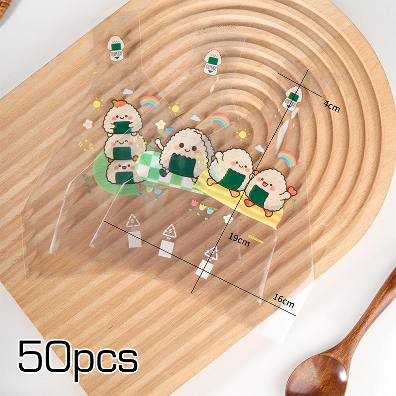50Pcs Triangle Sushi Mold Onigiri Maker DIY Bento Box Tools Cute Cartoon Nori Seaweed Rice Ball Wrapper Bags Kitchen Home Party