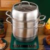 11inch 3 Tier Stainless Steel Steamer Potwith Lid Handle Cookware Pot Thick Food Steamer for Vegetable Dumpling Stock Sauce Food