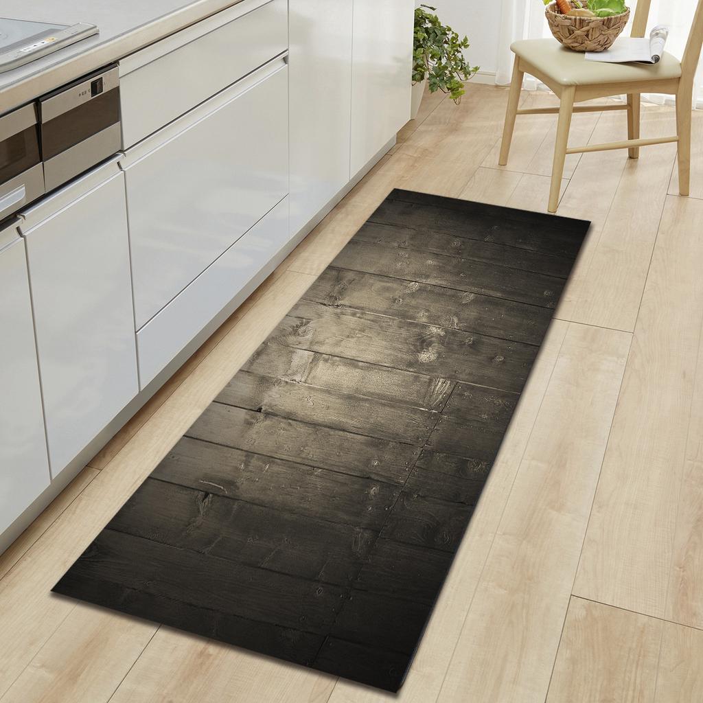 Wood Grain Household Door Mat Kitchen Absorbent Strip Bathroom Non-Slip Floor Mat Living Room Bedroom Carpet