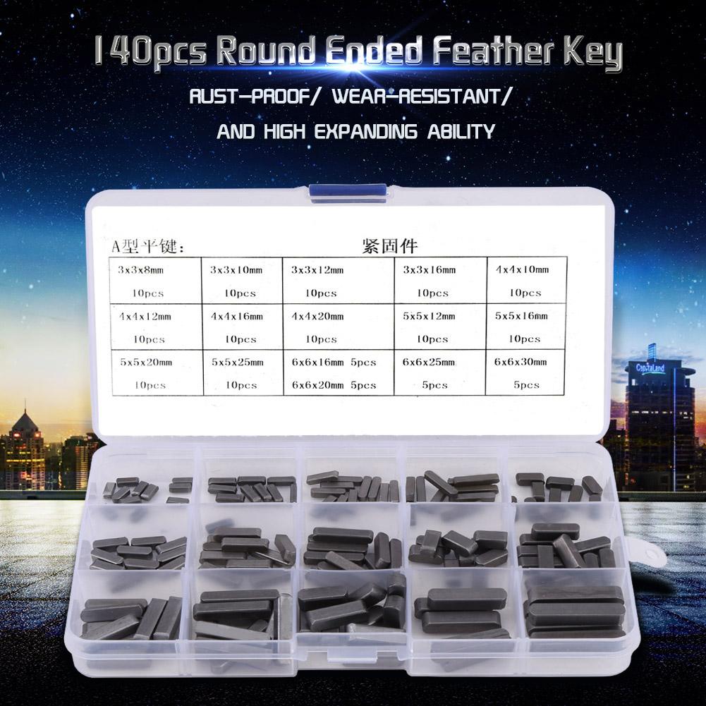 Parallel Key, 140pcs Round Ended   Key Parallel Drive Shaft Keys Set 8mm 10mm 12mm 16mm 20mm 25mm 30mm Key Stock, Nut   Assortment Sets