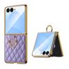 Fashionable Magnetic Diamond Grid Leather Ring Case for Samsung Z Flip 8 7 FE 6 5 4 3 Shockproof  for Magsafe Stand Slim Cover
