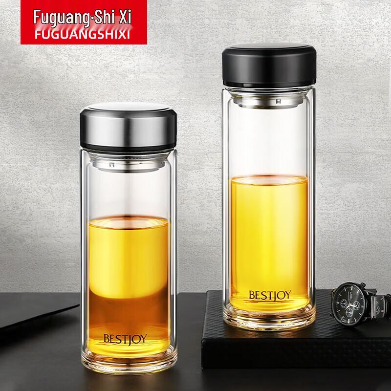 Fuguang Shixi Double Wall Glass Tea Infuser Bottle 520ml