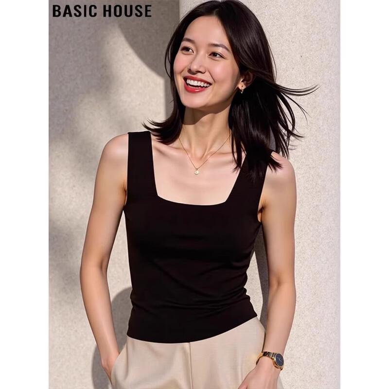 

Basic House Women s Square Neck Knit Camisole Top One Size