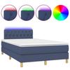 Box Spring Bed with Mattress & LED Blue 120x190 cm Fabric
