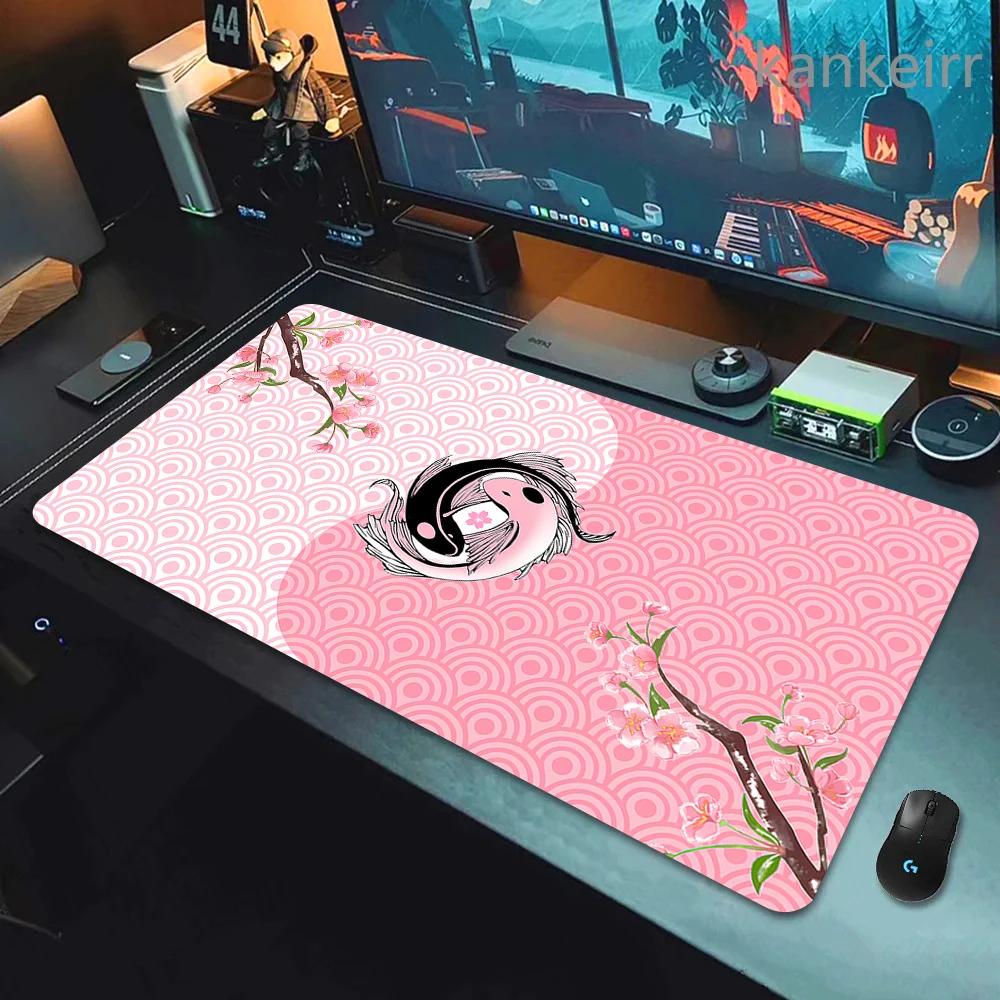 Gaming Mouse Pads Koi Taichi Neutral Table Mats Computer Mousepad Company Big Deskmat 90x40 Large Gamer Mousepads Fish Mouse Mat