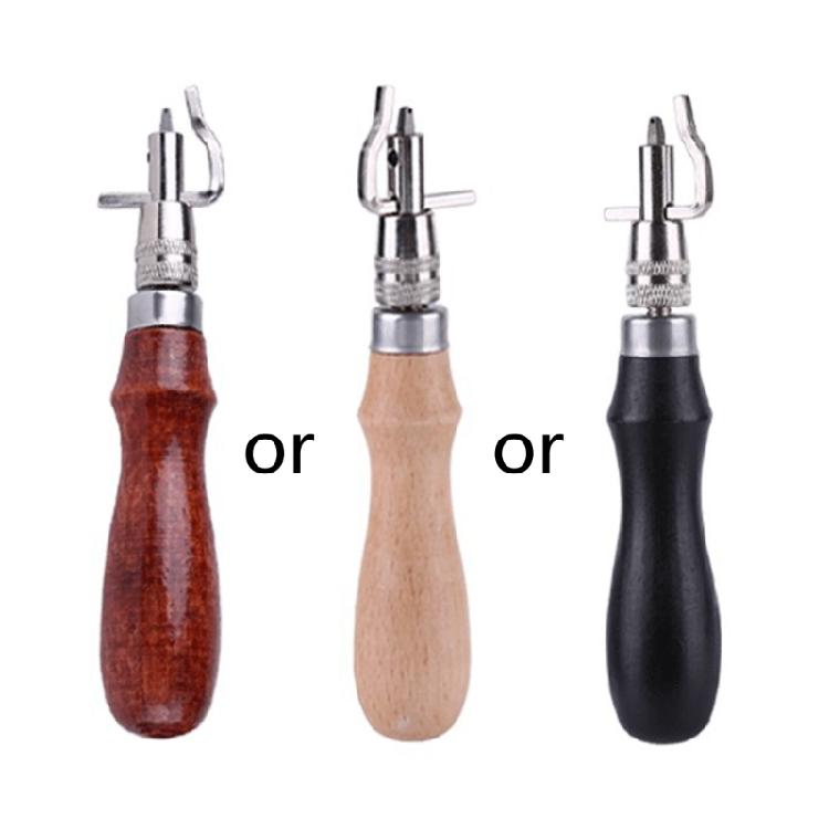 

Leatherworking Grooving Head Wood Handle Tool for Accurate Leather Edges