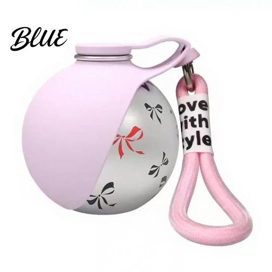 10 Oz Pet Water Bottle Portable Dog Ball Stainless Steel Bottle Leak-Proof Convenient Refill with Foldable Silicone Bowl for Outdoor Walks Travel