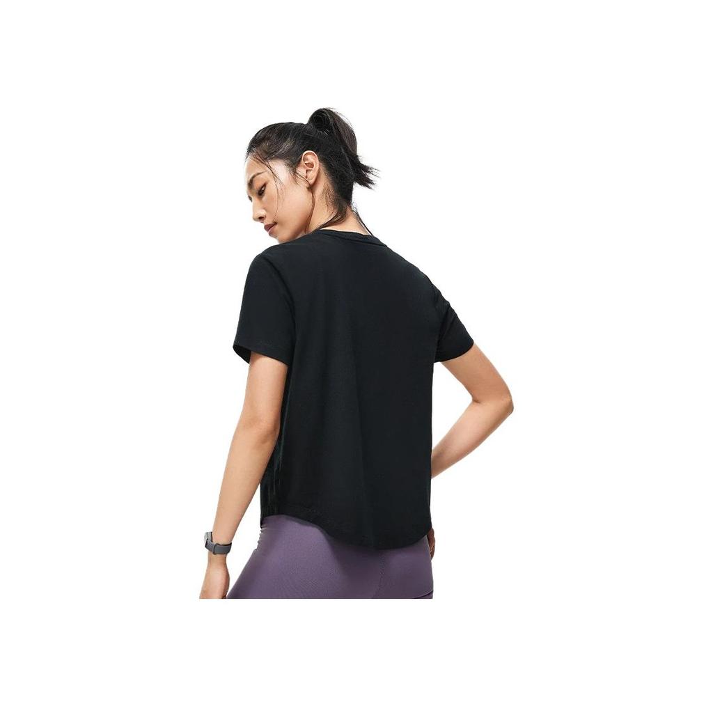 Li Ning Fitness Series Solid Color Ice Feel Comfortable Loose Short Sleeve T-Shirt Women Tops Black ATST216-2