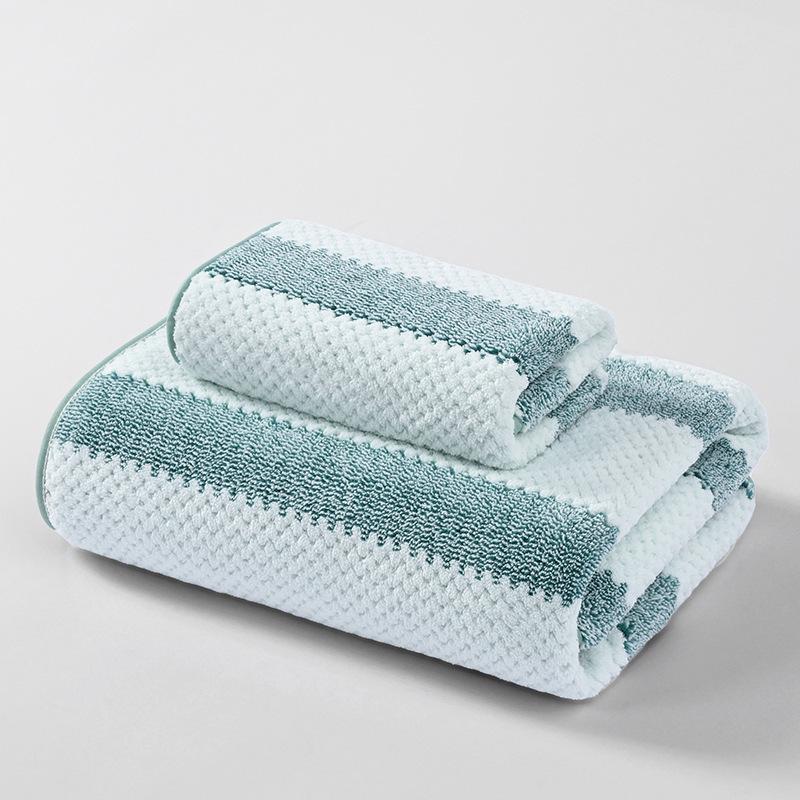 Absorbent Quick-Drying Coral Fleece Towel - Soft, Lint-Free, Striped, for Face Washing, Bathing, Household Use