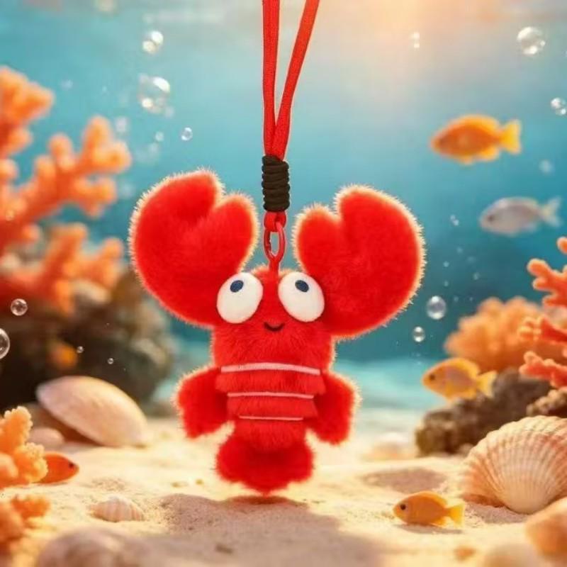 Adorable Marine Animal Plush Keychain: Crab, Lobster, Jellyfish, Shark Bag Charm Souvenir