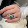 Mode AAA Zirkonia Grün Ringe für Damen 925 Farbe Kristallring Party Verlobung Hochzeit Damenschmuck