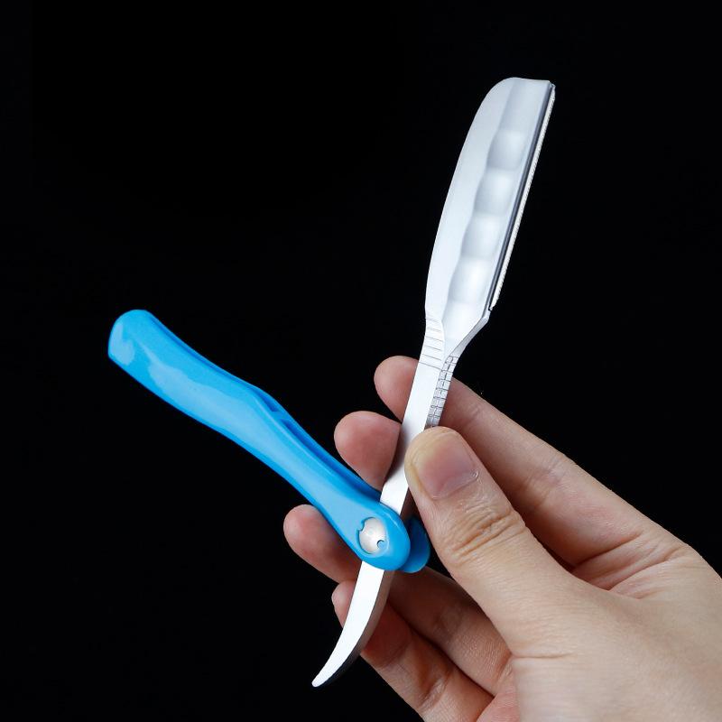 Porte-rasoir pliant manuel japonais en acier inoxydable pour rasage, couteau à sourcils pour lame plume, outil de coiffure