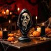 Halloween Horror Decoration Ghost Face Skeleton Bust Statue, Spooky Resin Figurine, Creepy Sculpture for Display Collectible Tabletop Party,