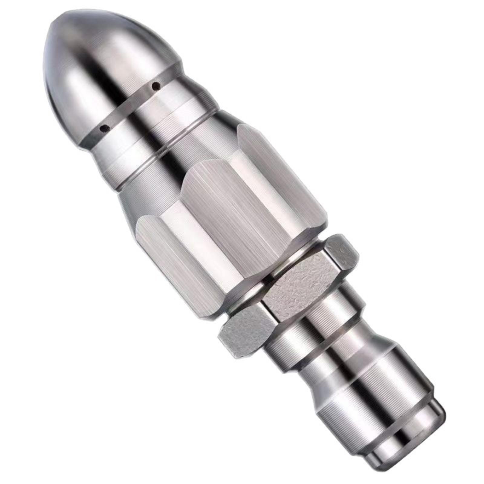 

High-pressure Nozzle With 1/4-inch Quick-connect Fitting, Featuring One Front And Six Rear Spray Heads, For Sewer Pipe Cleaning And Unclogging One Size