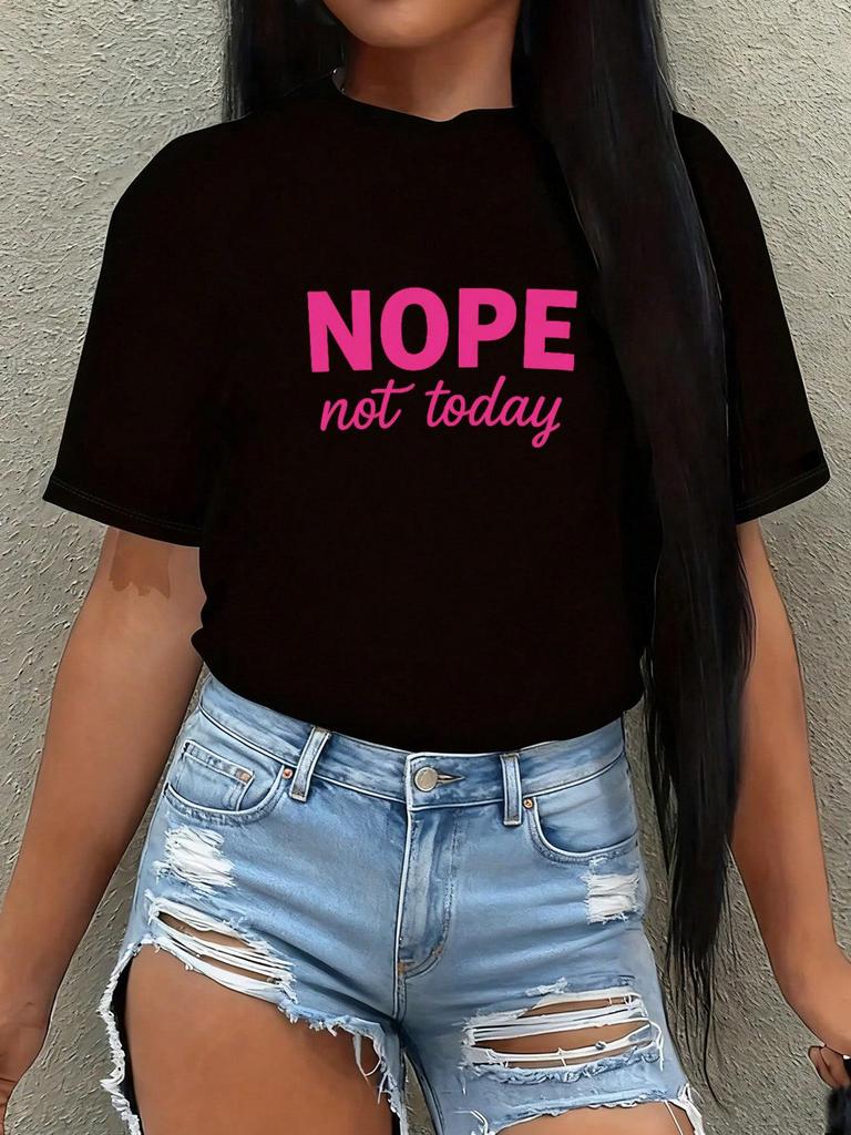 American Lazy Style Letter Print Short Sleeve Loose Casual T-shirt