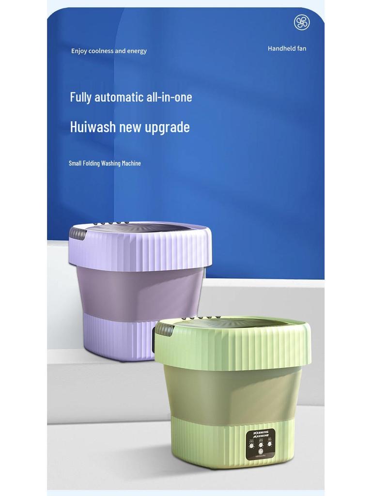 Compact Energy-Saving Automatic Washing Machine with Drain Basket for Underwear & Socks