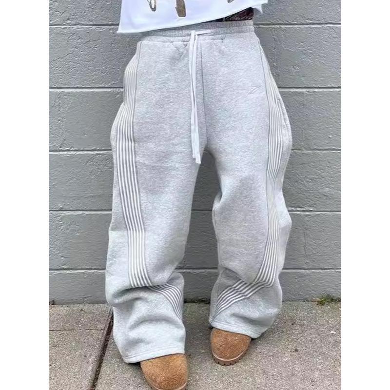 Casual Stripe Men's Loose Straight Leg Sport Pants Autumn Versatile Style Cross-Border Loose Fit All-Match Trousers
