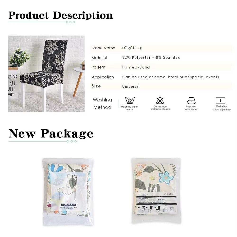 4 Stück bedruckte Stuhlhusse, abnehmbar, waschbar, für Hochzeitsfeier, Esszimmer, Heimdekoration
