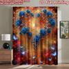 2D Flat Printing 2pcs Curtain Window Curtains Valentine's Day Heart Flowers Digital Printed Polyester Drapes All Season Party &