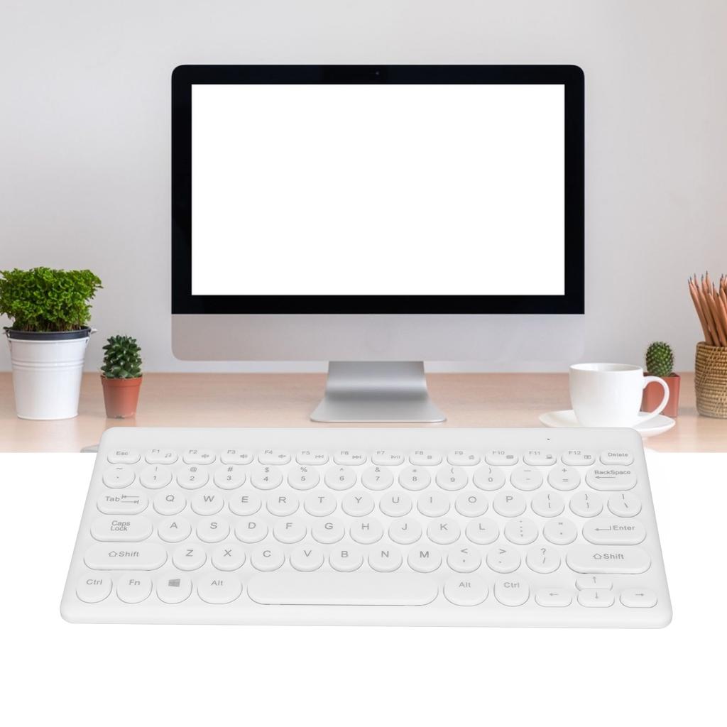 Wireless Keyboard 2.4G 78 Keys Ergonomic Design Portable Slim Power Saving Round Keycaps USB Keyboard