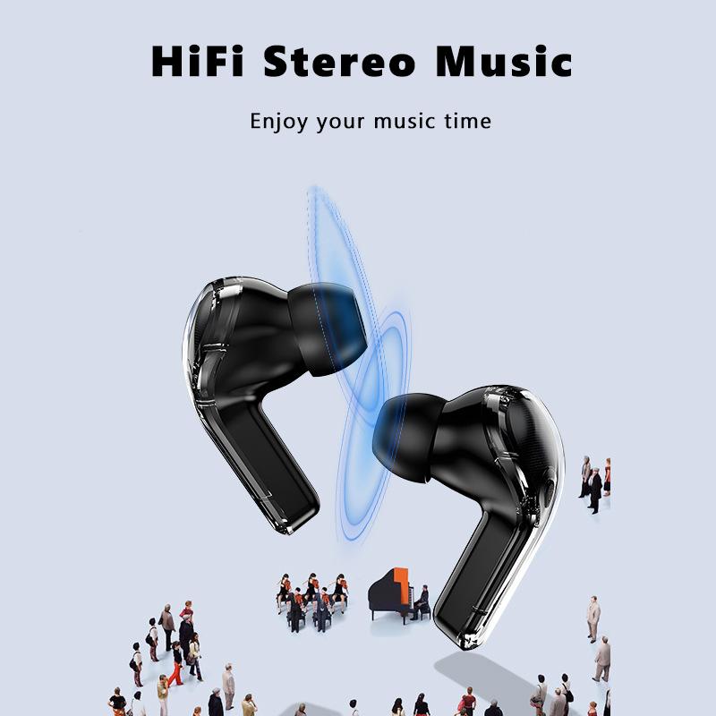 VAORLO Smart Touch Screen Earphones Bluetooth 5.4 Headphone Painless Wear Noise Cancel Headset HiFi Stereo With Microphone Touch Control