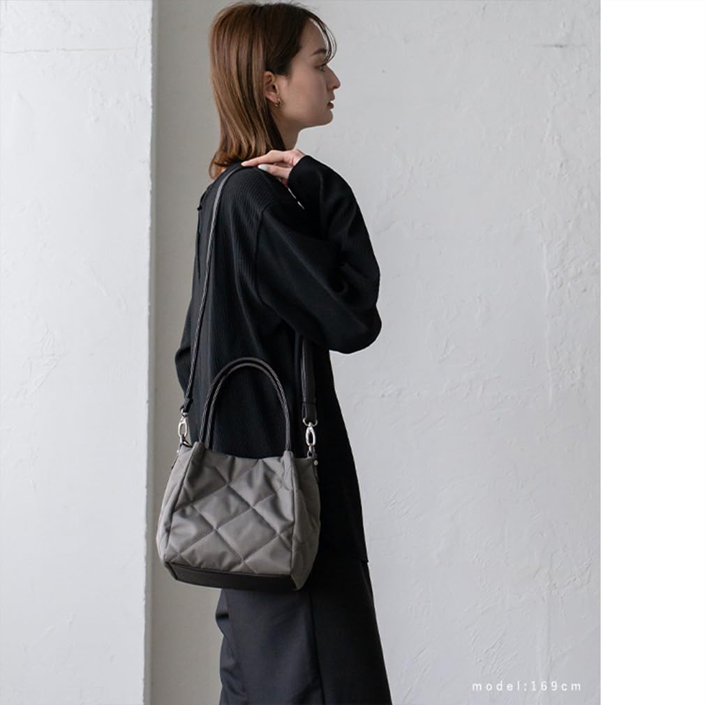 VITAFELICE Quilted 2-Way Mini Tote Bag for Women (inb-10069z) (Charcoal)