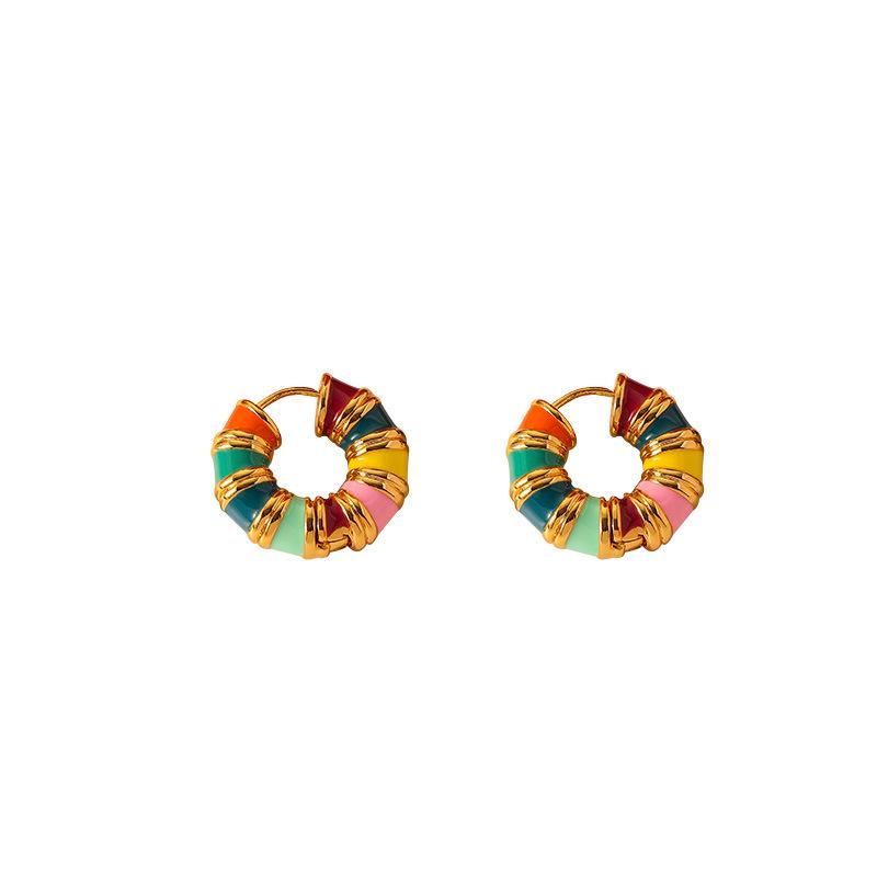 European & American Retro Colorful Enamel Drop Earrings – Niche Design, Fashionable Macaron-Inspired Ear Jewelry