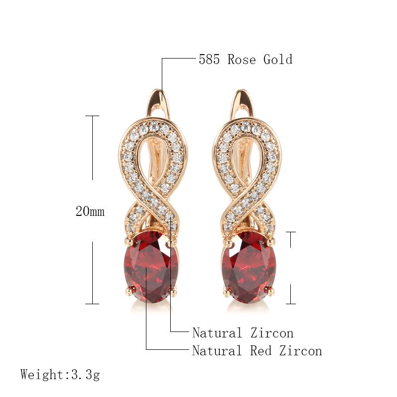 Trend Rote Natürliche Zirkon Tropfenohrringe für Damen Roségold Farbe Kristall Blume Vintage Braut Hochzeit Täglicher Schmuck