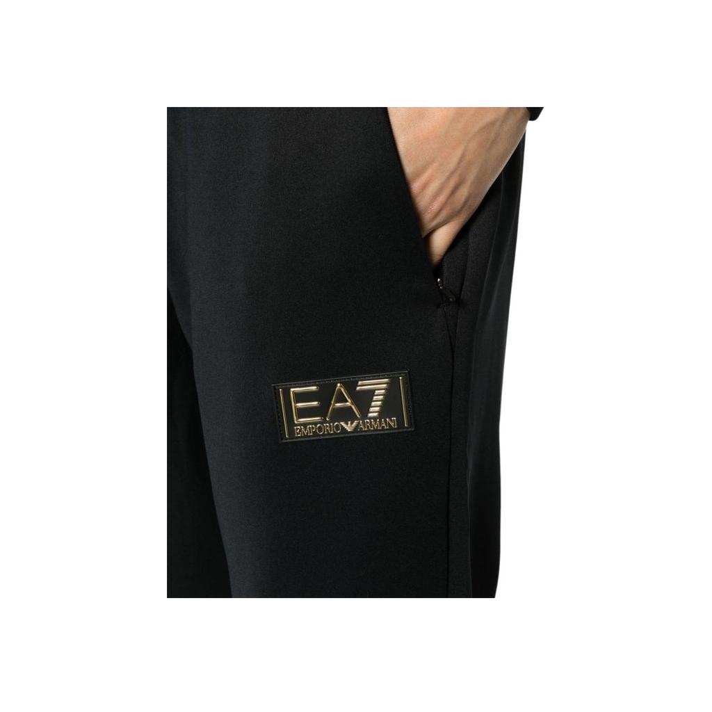 Emporio Armani EA7 Logo Drawstring Knit Joggers Men bottoms Obsidian-Black 6RPP68-PJRZZ-1200