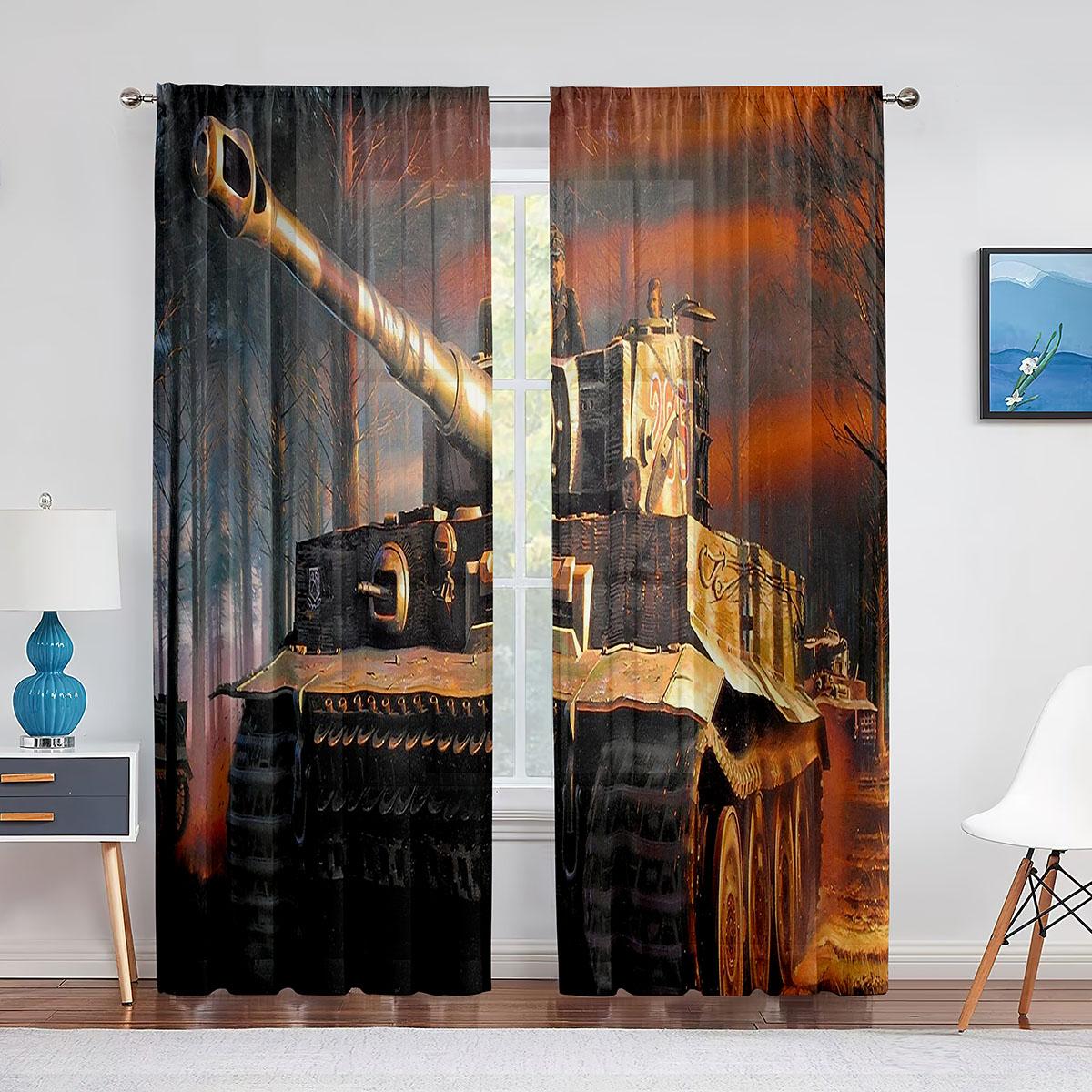 Зеленый танк пушка армейский автомобиль тюлевые шторы для гостиной для мальчиков декор — фото 11