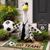 Playfulness Lawn Geese Figure Wearing Stylish Outfit Available In Leopards And Cows Pattern For Outdoor Display