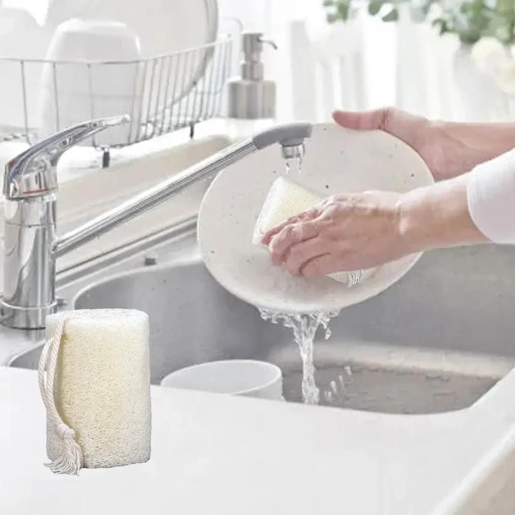 1pcs Natural Loofah Sponge Dishwashing Brush Organic Loofah Pulp Brush Pot Bath Shower Scrubbing Washcloth The Laundress Spray