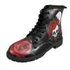 Large Size Lace-Up Martin Boots Children's Short Boots Rose Print Skull Flat Heel Leather Boots