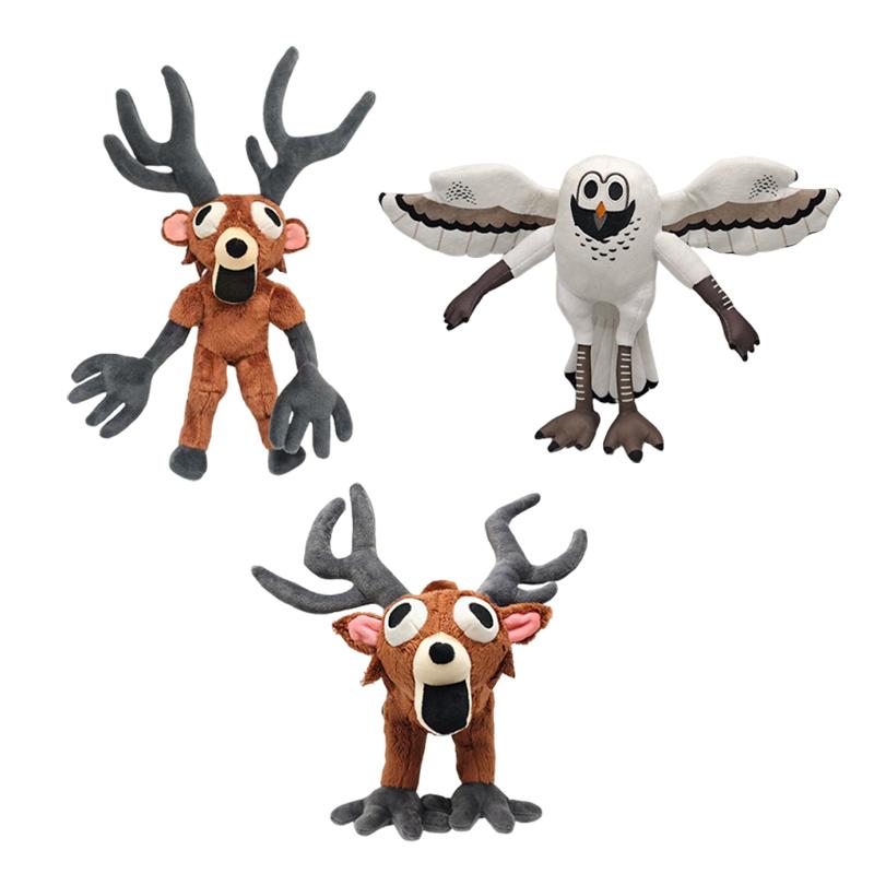 2026 New 99 Nights In The Forest Plush Game Merchandise Brown Stand And Sit Elk Deer White Owl Stuffed Doll Pillow For Kid Gifts
