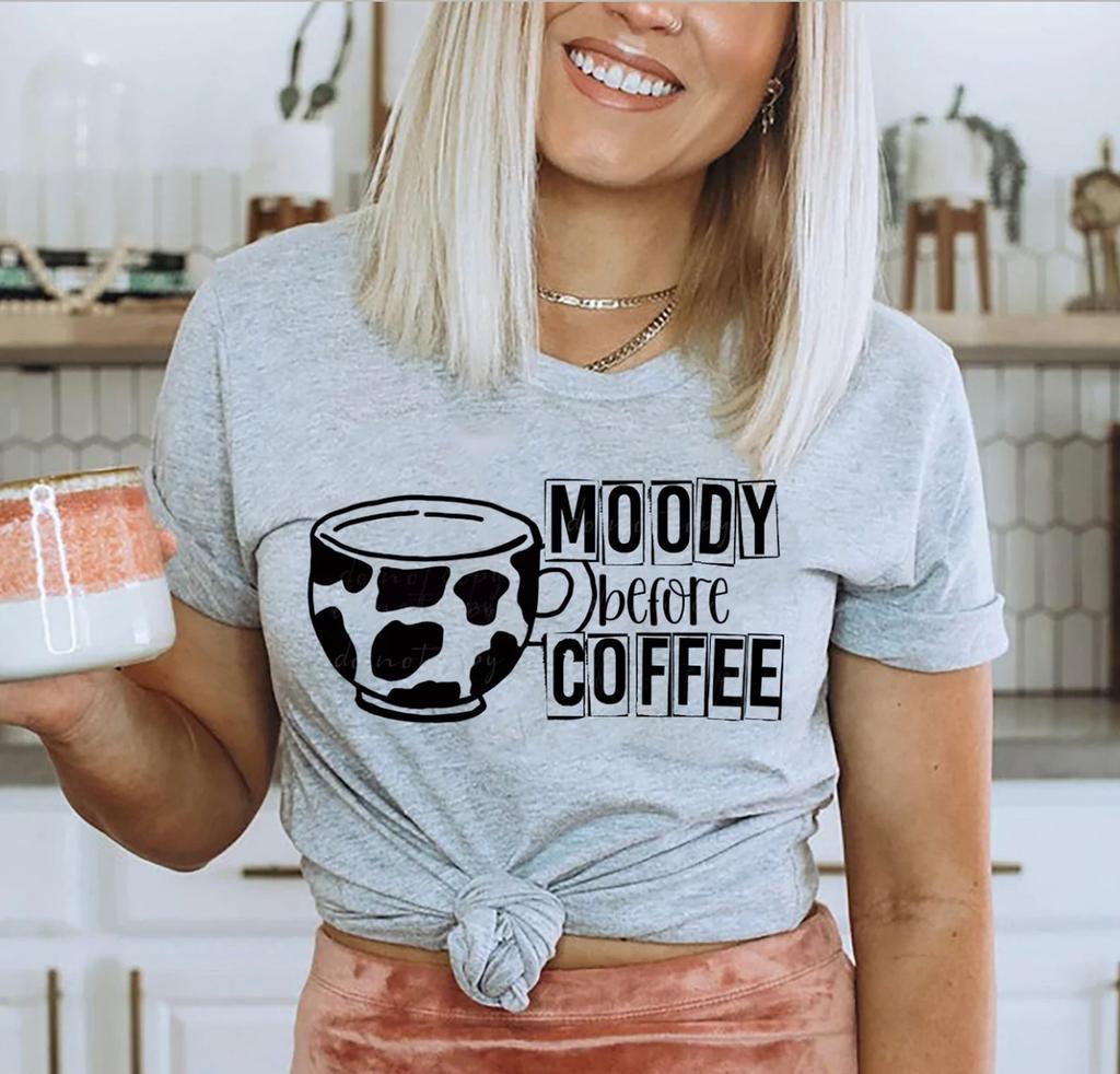 Moody Before Coffee Unisex Graphic T-Shirt, Short Sleeve, Caffeine, Funny Sayings
