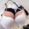 Fashion Sexy Solid Color Bra With Steel Ring Hanging Neck Front Buckle Gathered Beautiful Back Bra