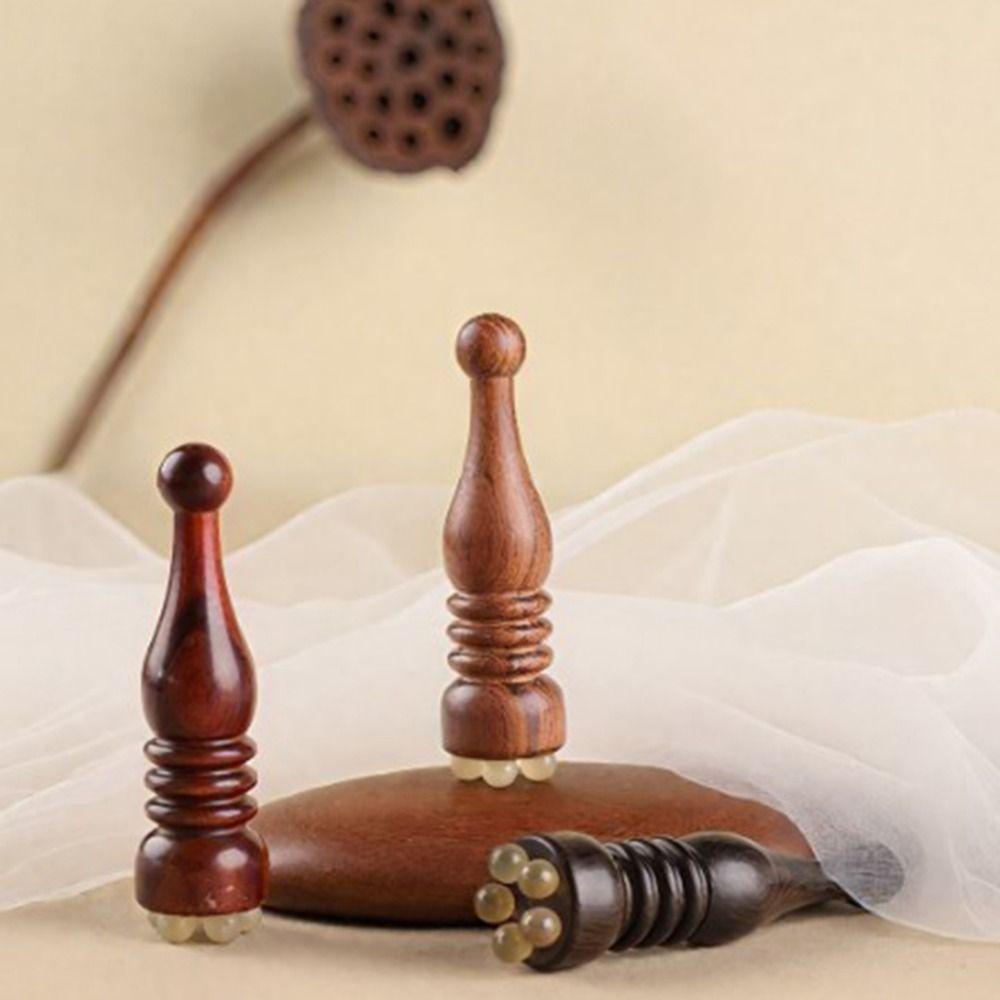 Lotus Seedpod Shape Eye Massage Stick Five Sheep Horn Beads Skin Care Massager  Face Skin Care