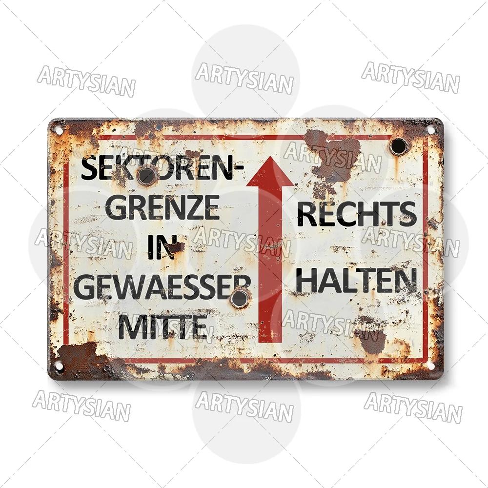 Německá vojenská kovová nástěnná socha z doby studené války|Hraniční slogan, Téma Berlínské zdi/NDR, Cínová deska, Dárek na Halloween a Vánoce, Domácí dekorace