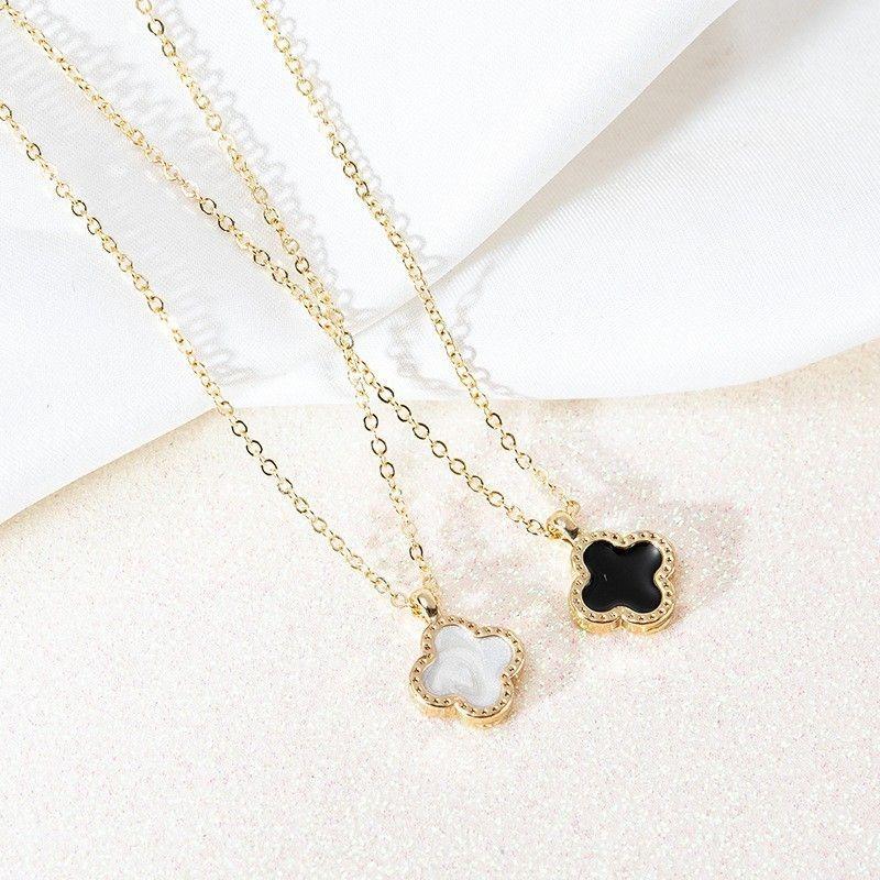 Shrimp skin four-leaf clover necklace, simple five-flower good luck and versatile jewelry for women, Japan and Korea