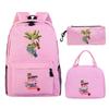 Versatile Student Bookbag Set Backpack Rucksack with Lunch Bag & Pencil Case Multi Solid & Printed Styles Teen Unisex Schoolbag