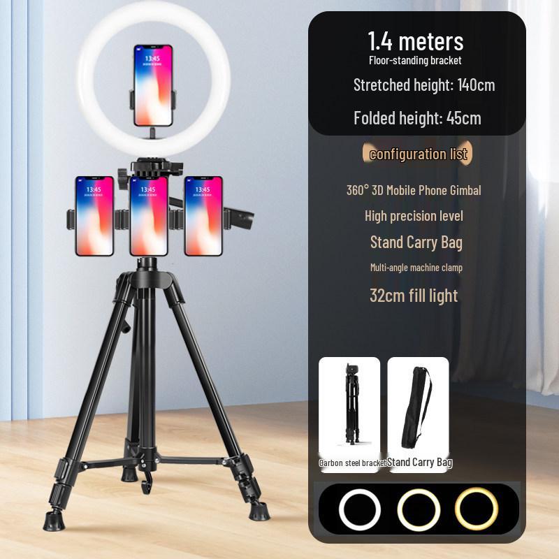 2024 Universal Phone Holder with Fill Light for Live Streaming and Outdoor Content Creators